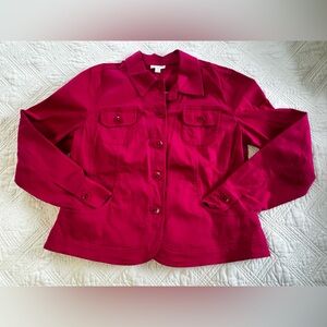 Charter Club Fuchsia Button-Up Jacket Size Petite Large